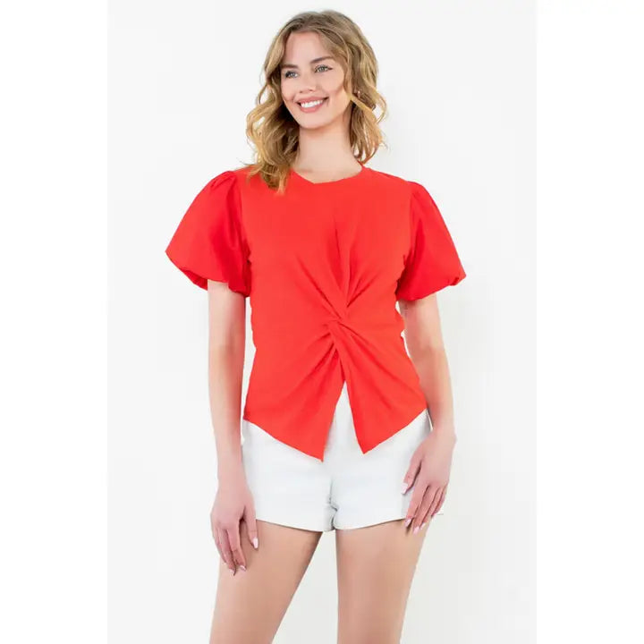 Puff Sleeve Twist Top