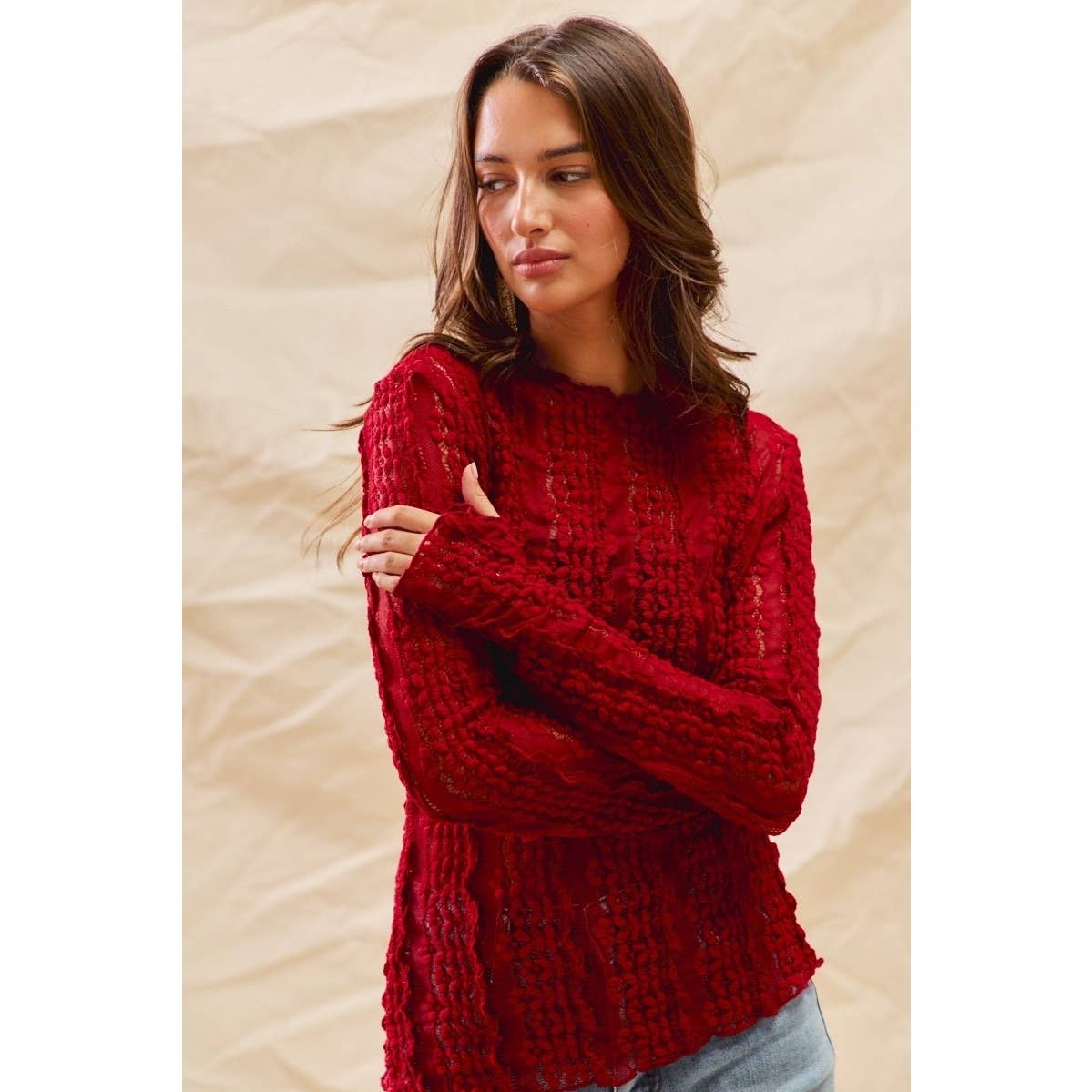 Stretched Sheer Lace Tops