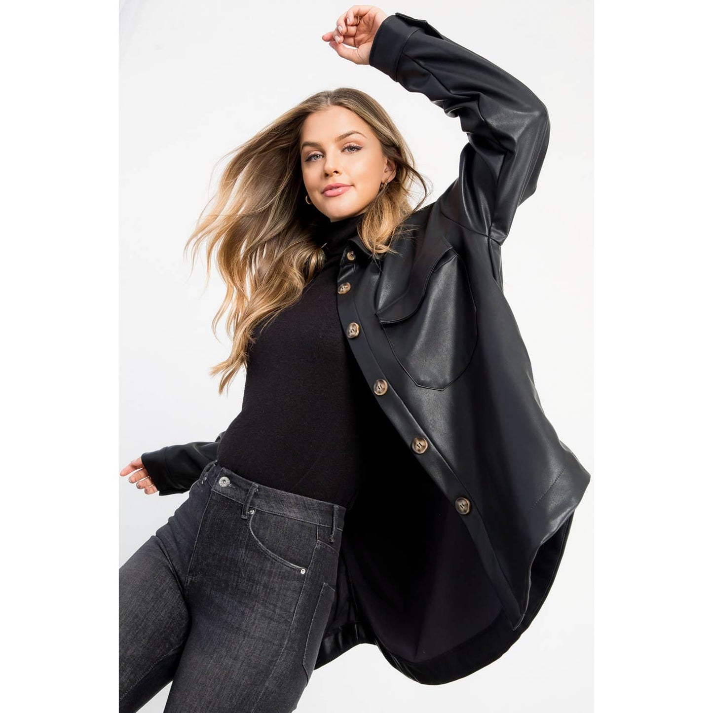 Leather Button Up Jacket