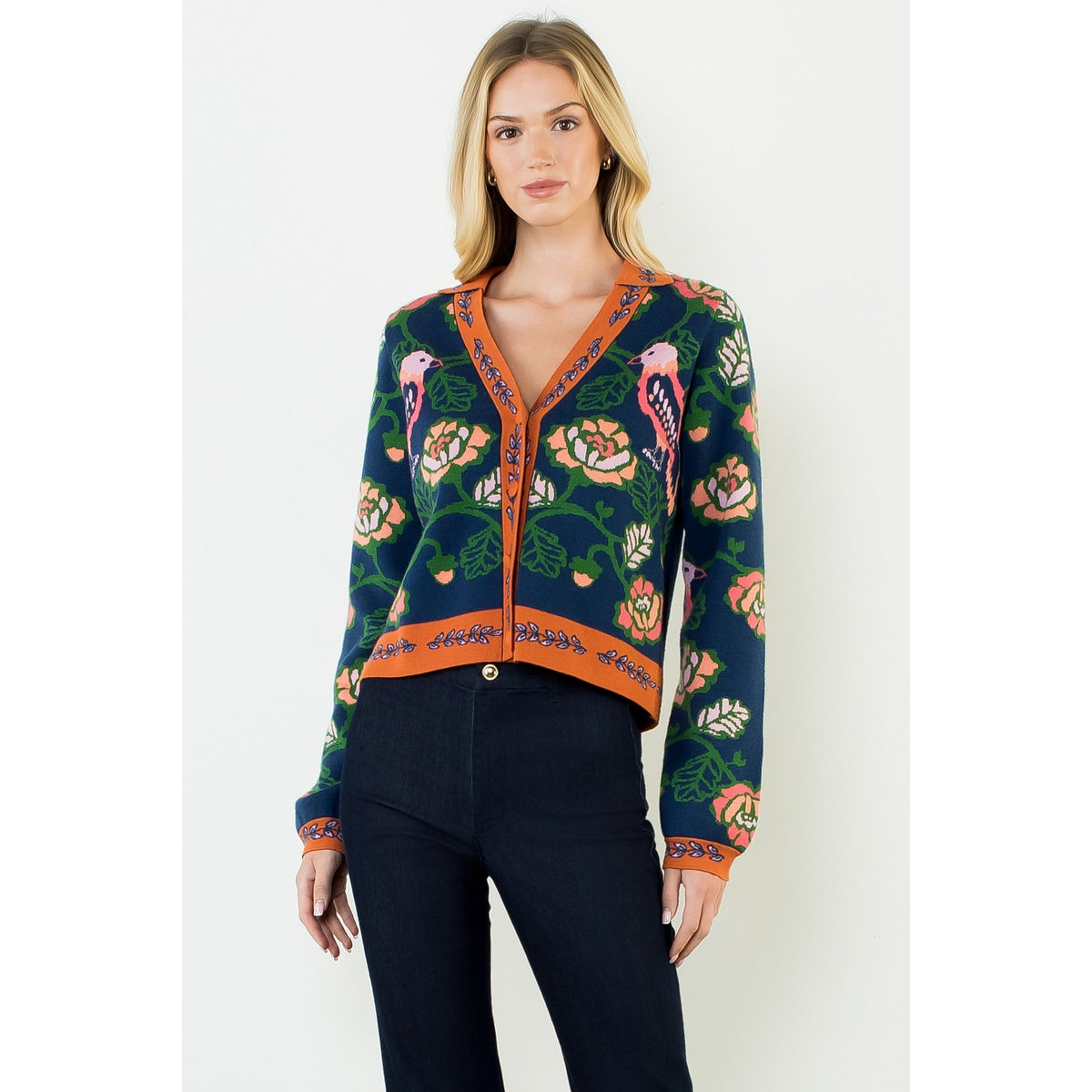 Navy Parrot Cardigan