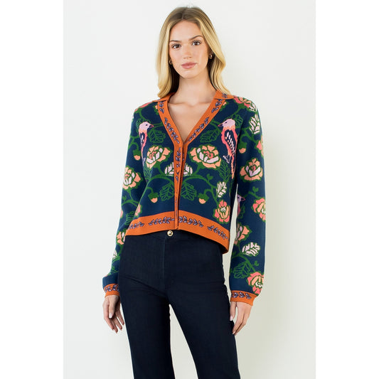 Navy Parrot Cardigan