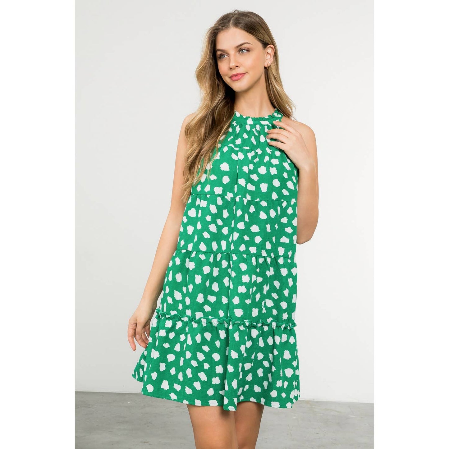 Halter Tiered Print Dress