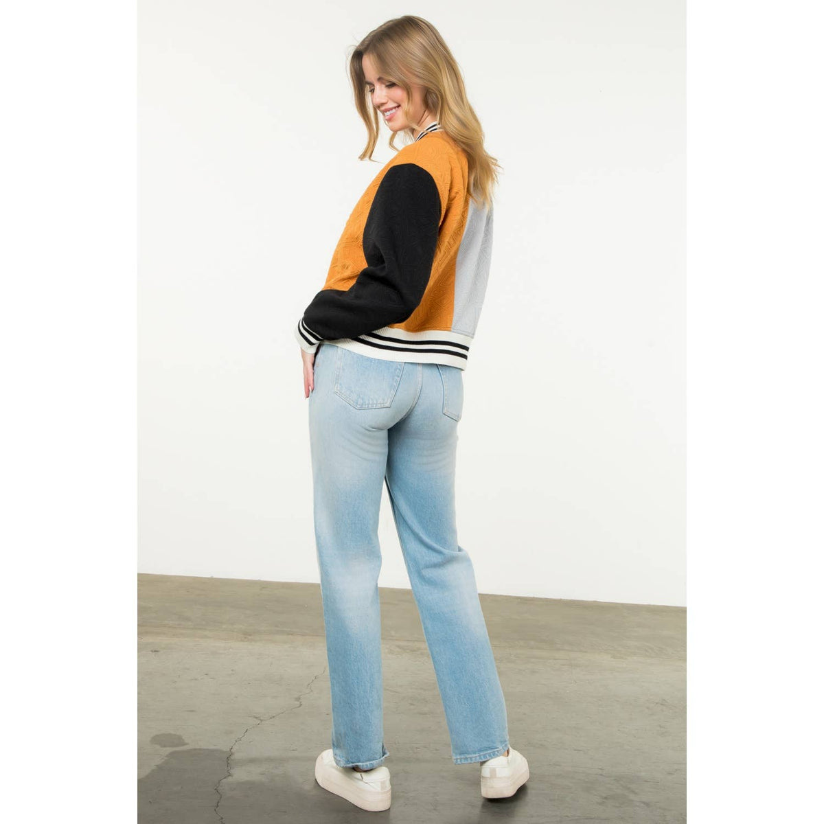 Colorblock Button Up Jacket