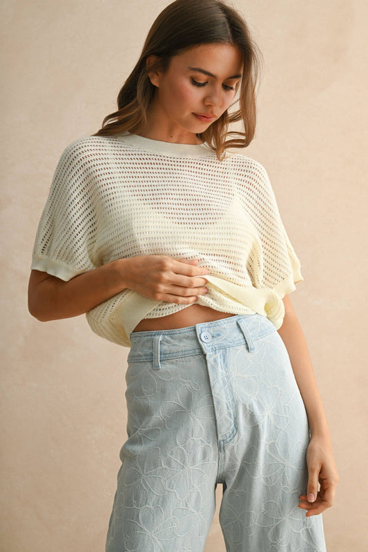 KNITTED SURPLICE BACK DETAIL TOP