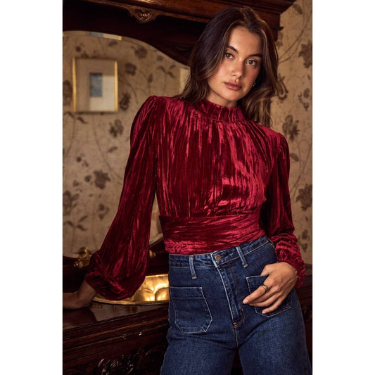 Textured Velvet Holiday Christmas Top