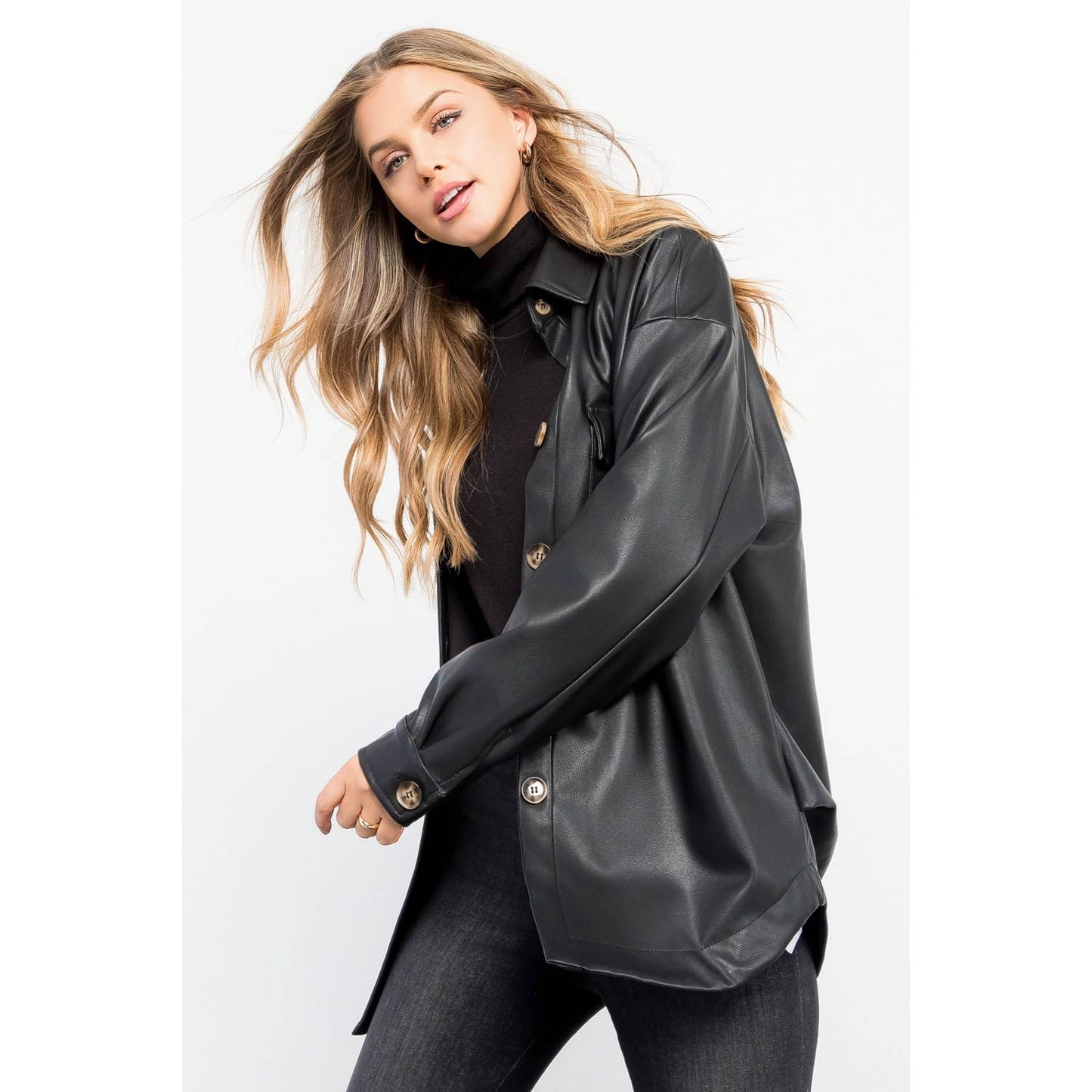 Leather Button Up Jacket