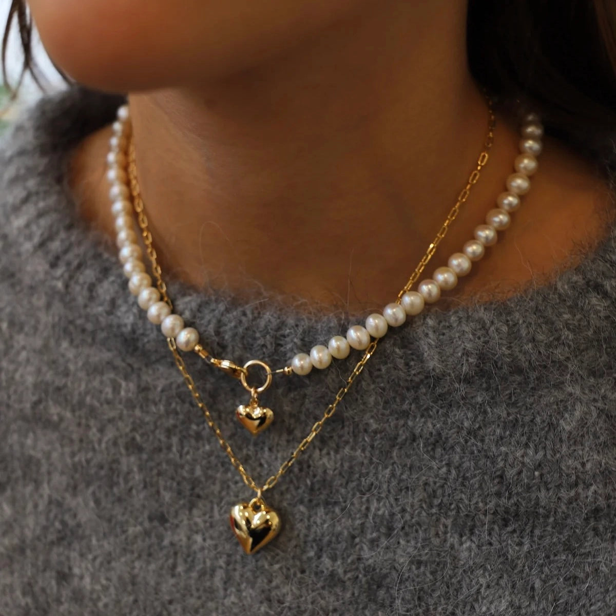 Fifi Heart and Freshwater Pearl Necklace