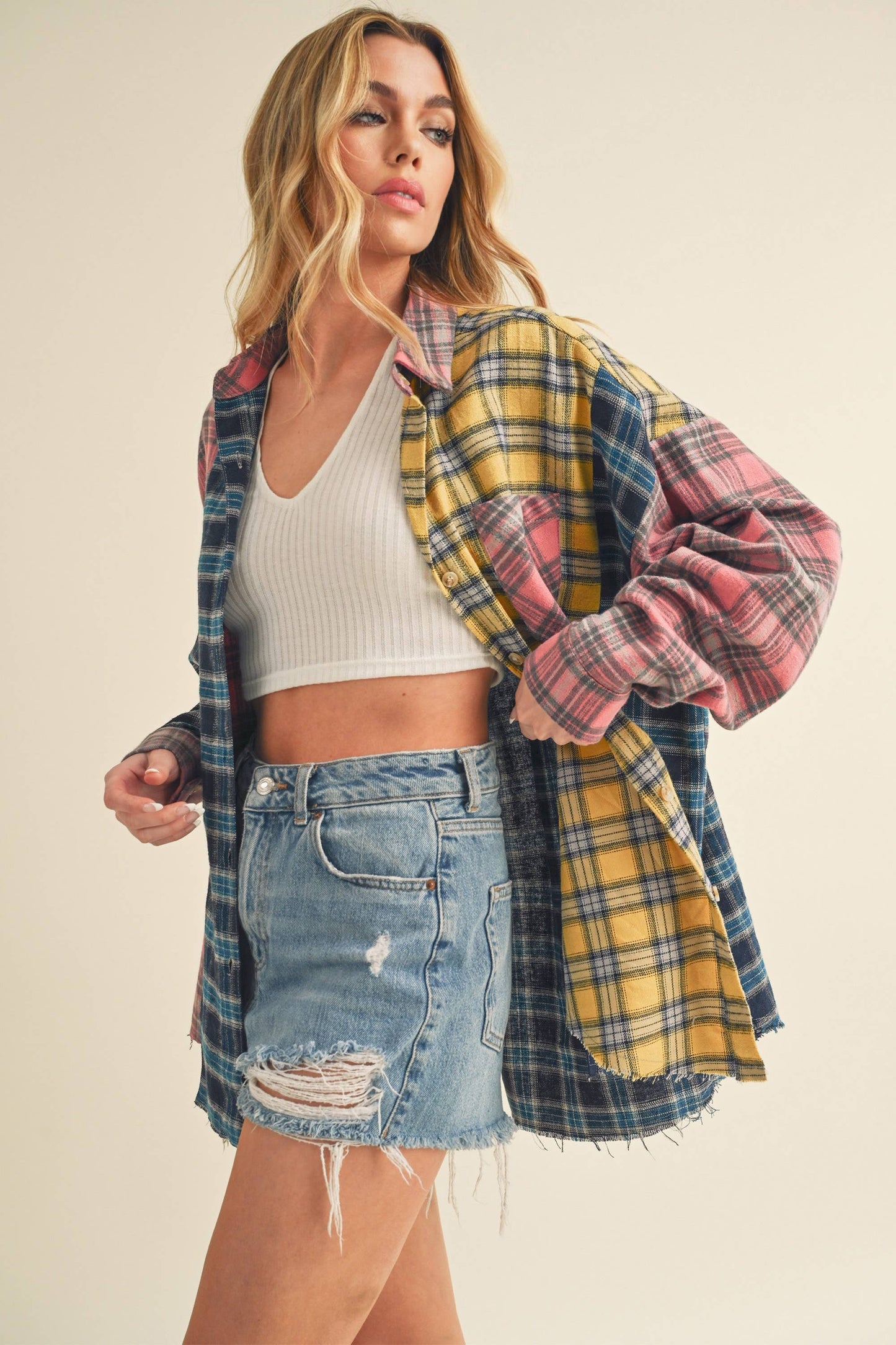 Multi Color Plaid Flannel Shirt