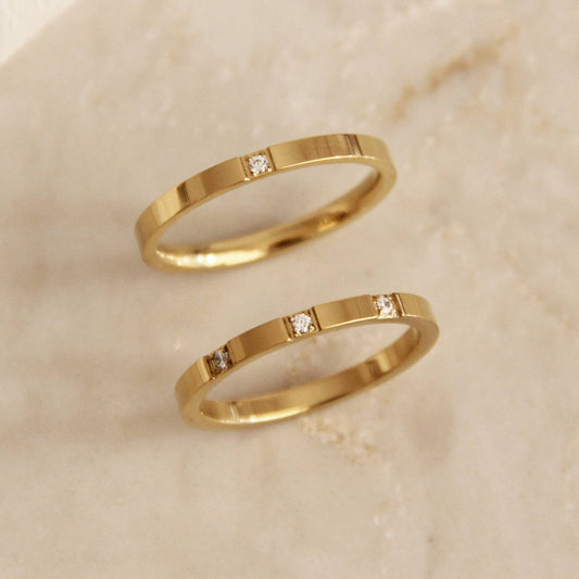 Single CZ Stone Band Ring