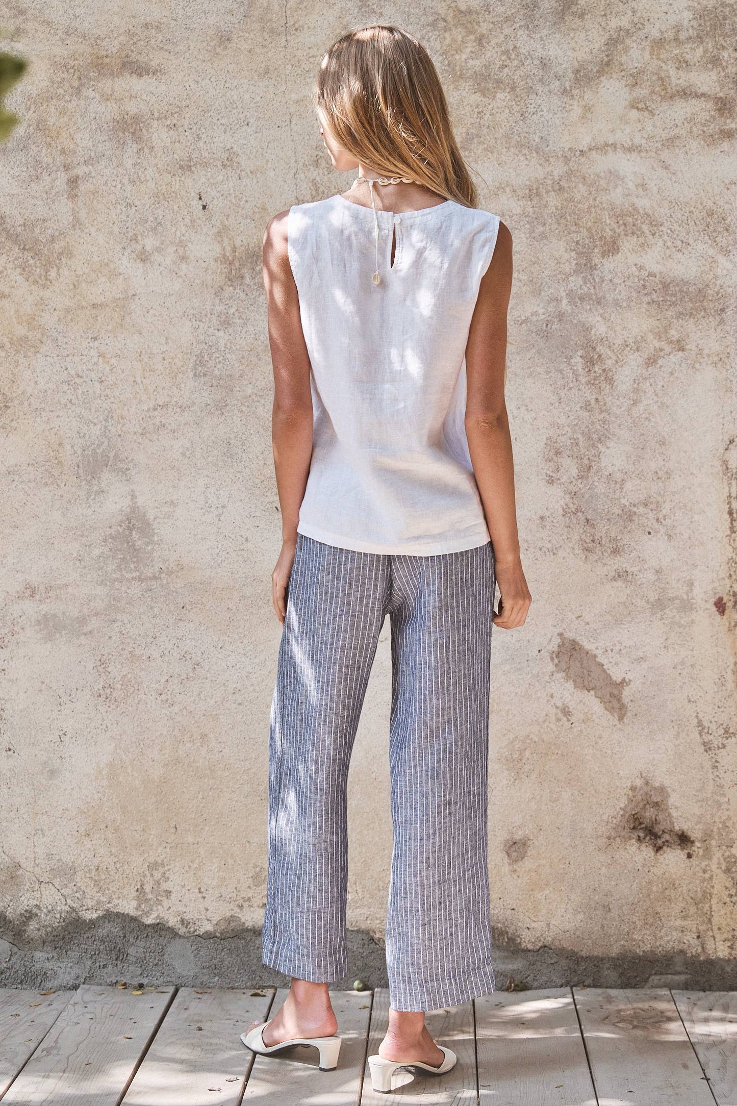 Linen Wide-Leg Drawstring Pants