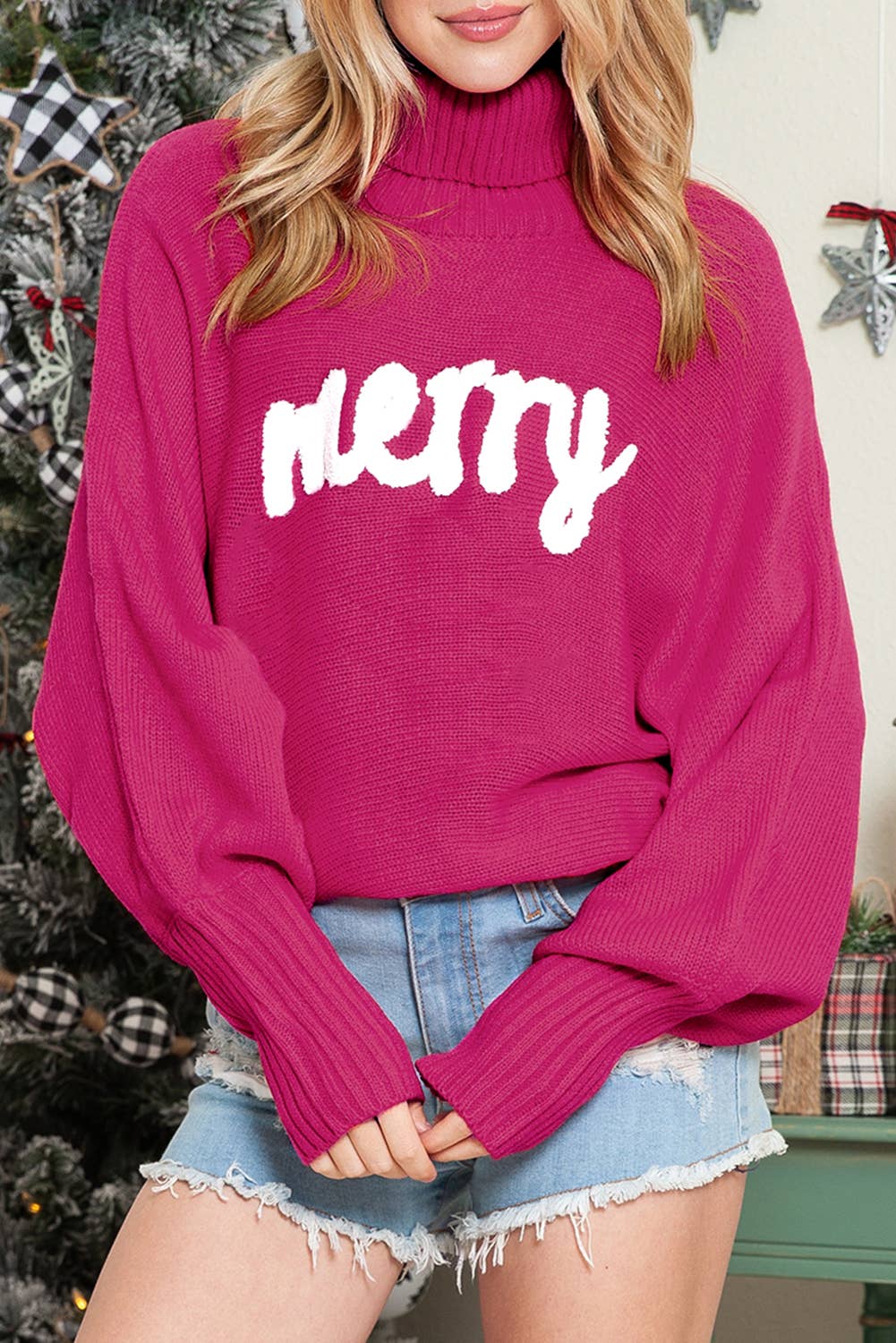 Merry Batwing Christmas Sweater