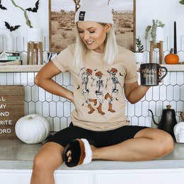 Dancing Cowboy Skeletons Graphic T-Shirt