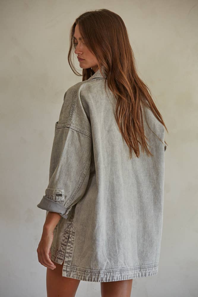 Grey Washed Denim Jacket