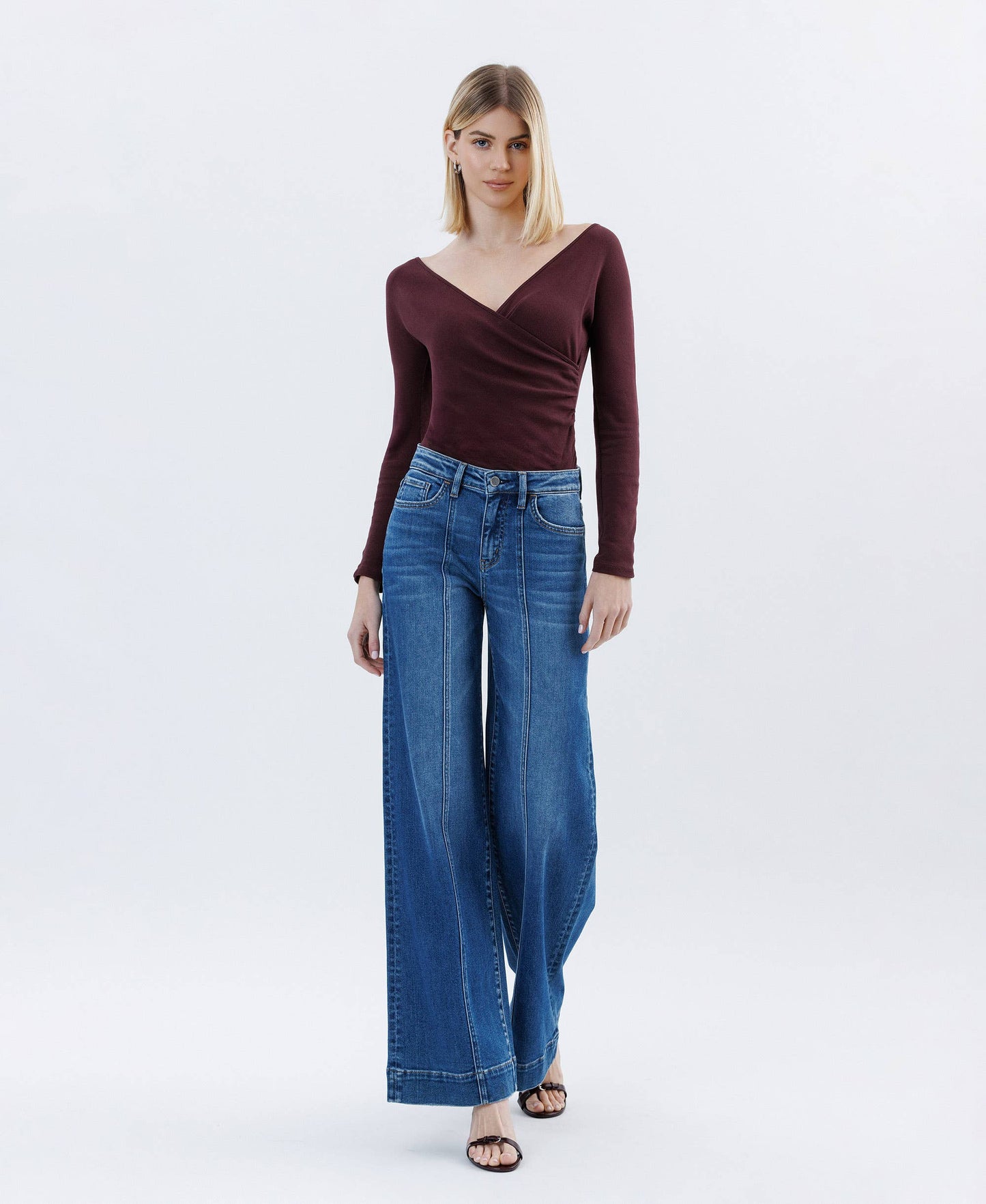 HIGH RISE TROUSER HEM EXTREME WIDE LEG