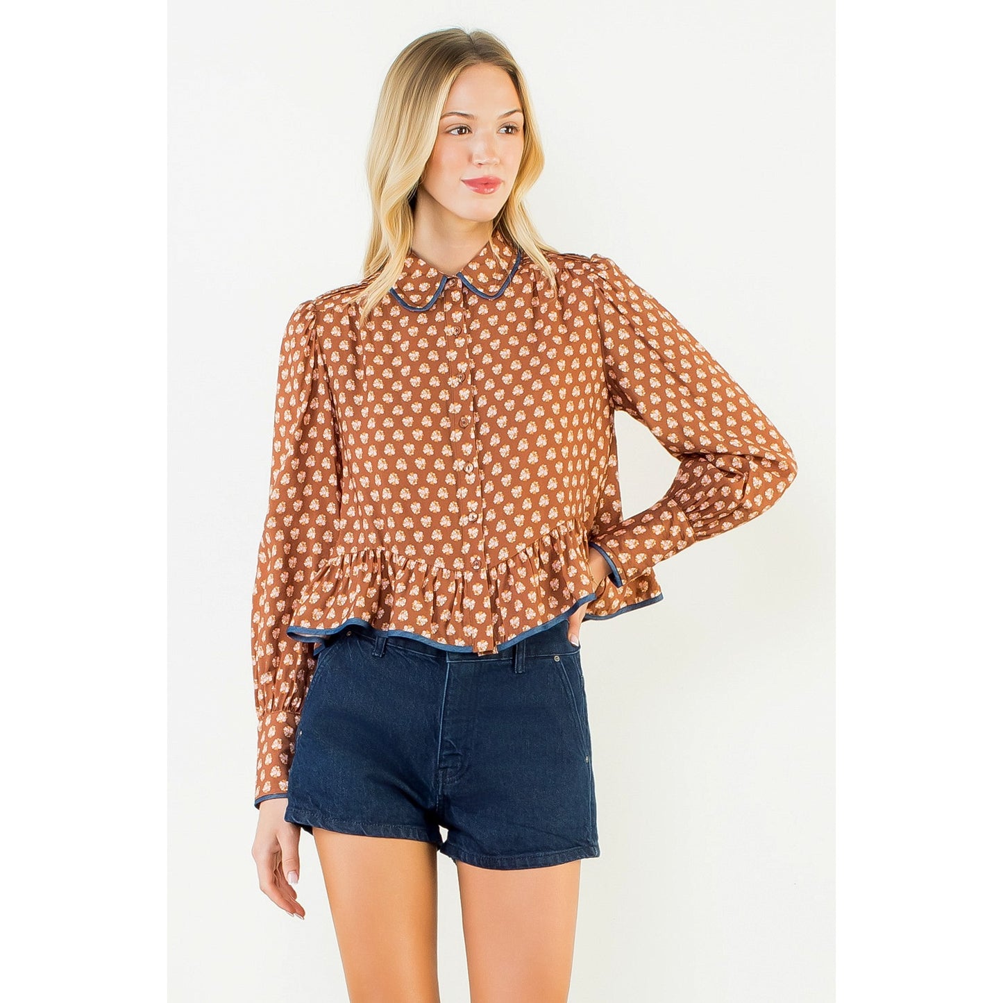 Western Floral Button Down Top