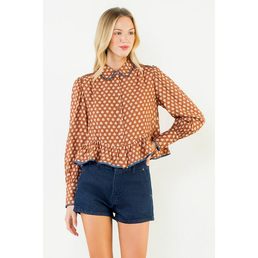 Western Floral Button Down Top