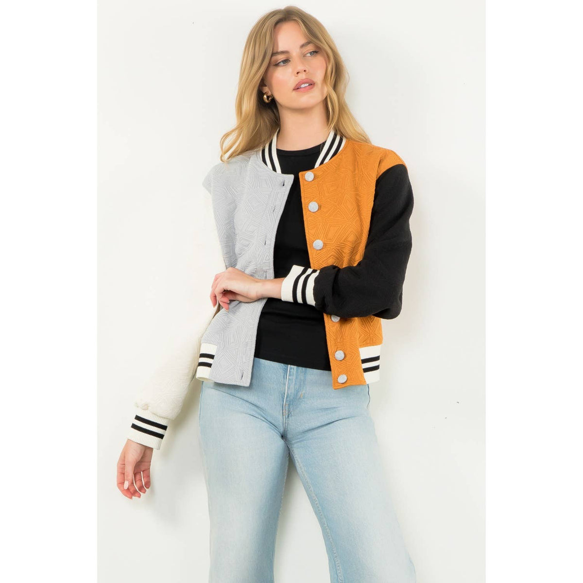 Colorblock Button Up Jacket