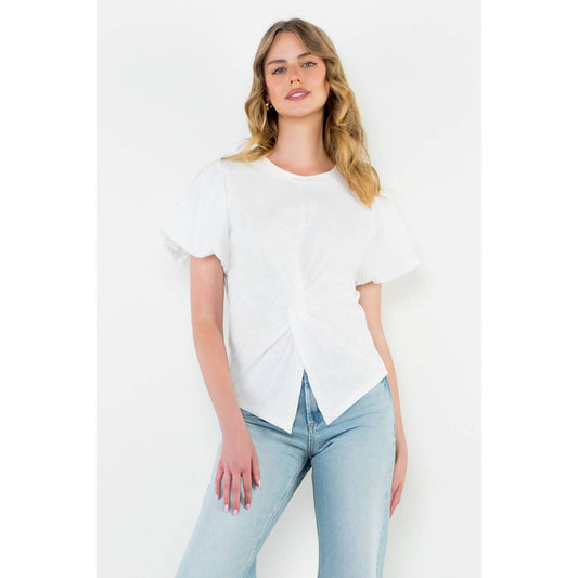 Puff Sleeve Twist Front Top