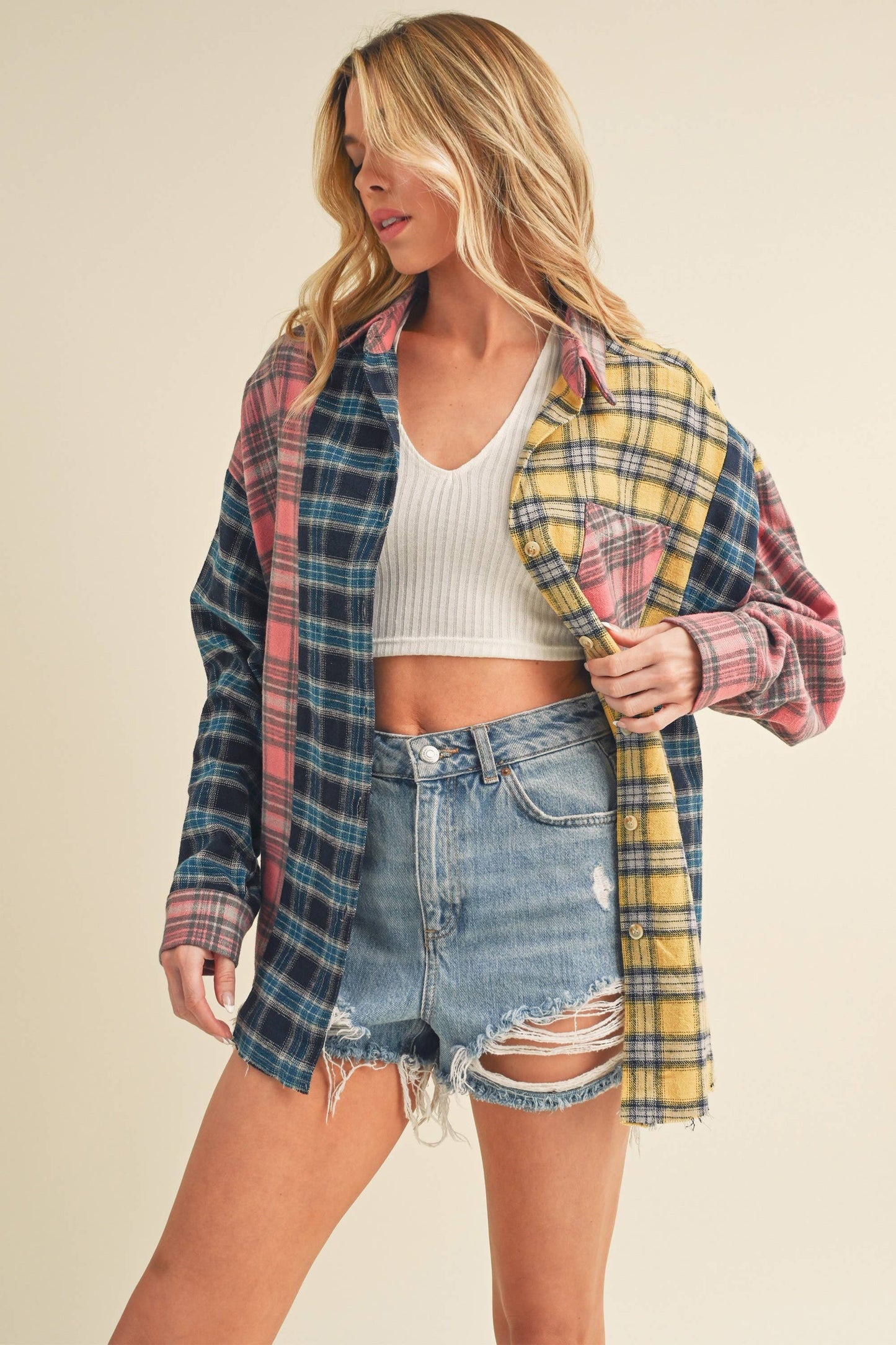 Multi Color Plaid Flannel Shirt