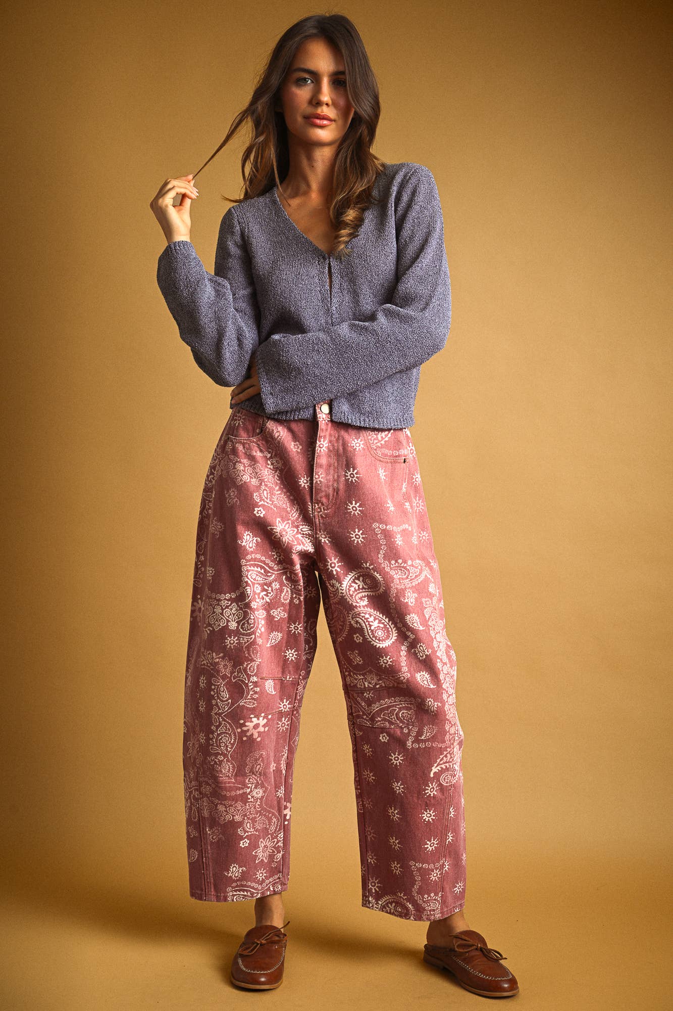 PAISLEY PRINT WASHED PANTS