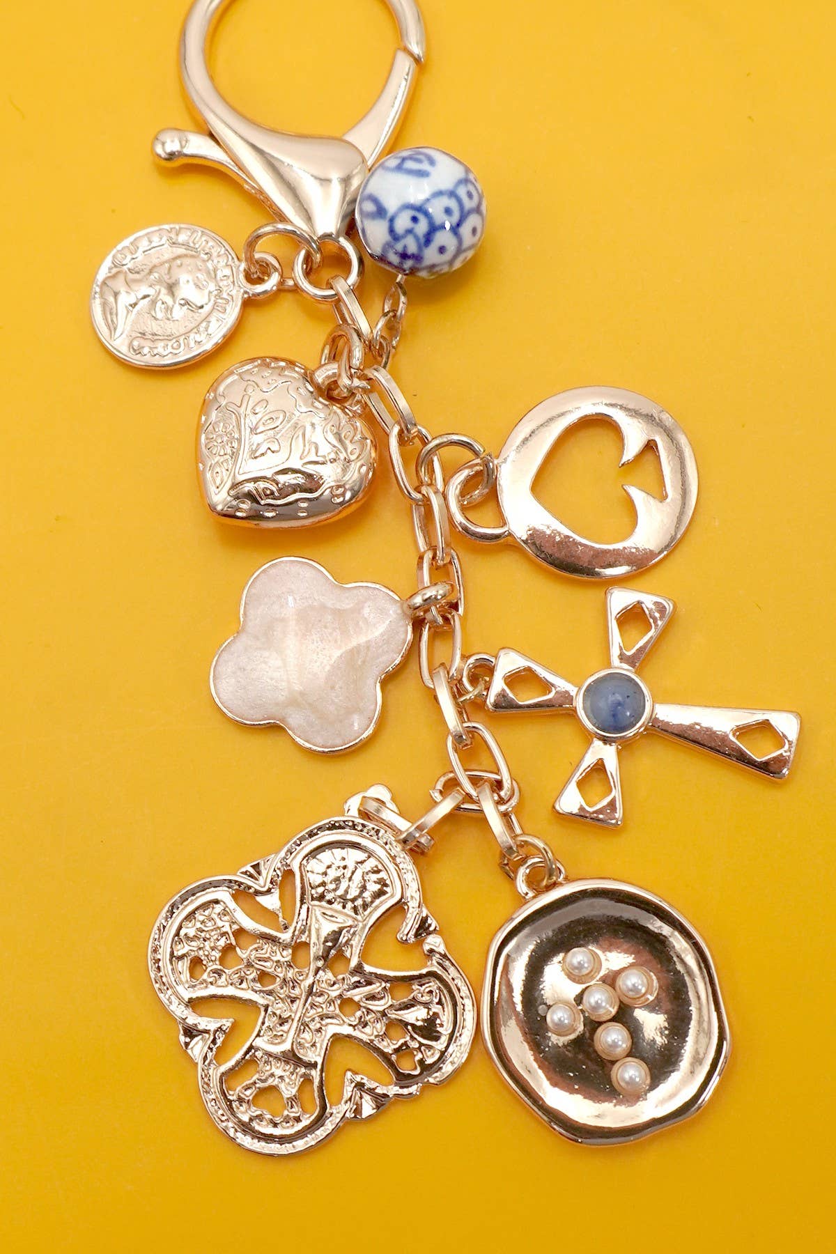 BAG KEY CHARM-CROSS COIN