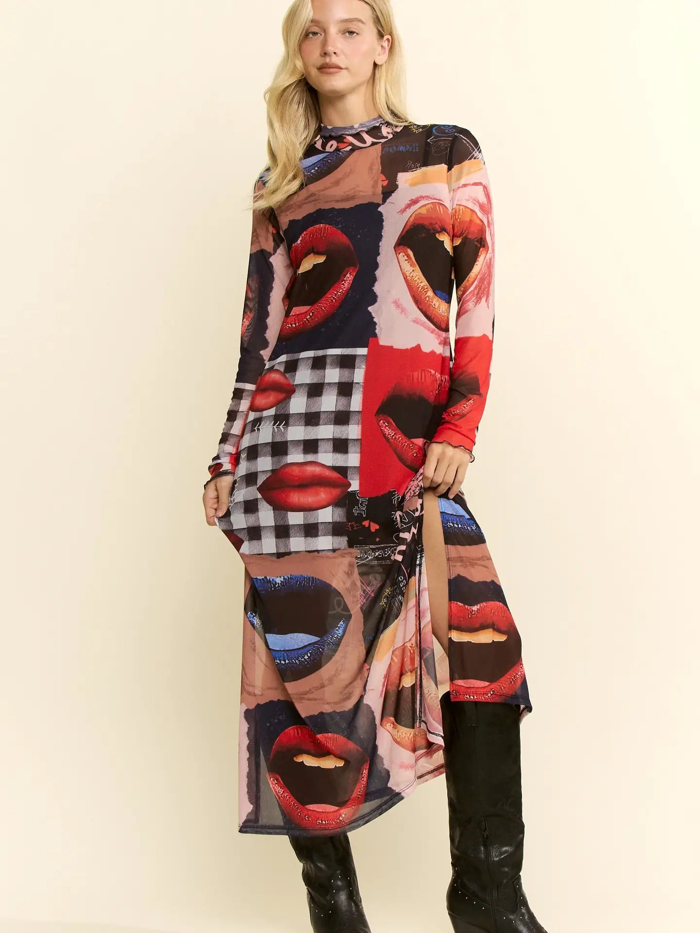 Collage Mesh Dress