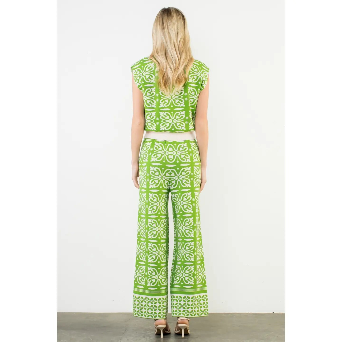 Floral Knit Green Pants