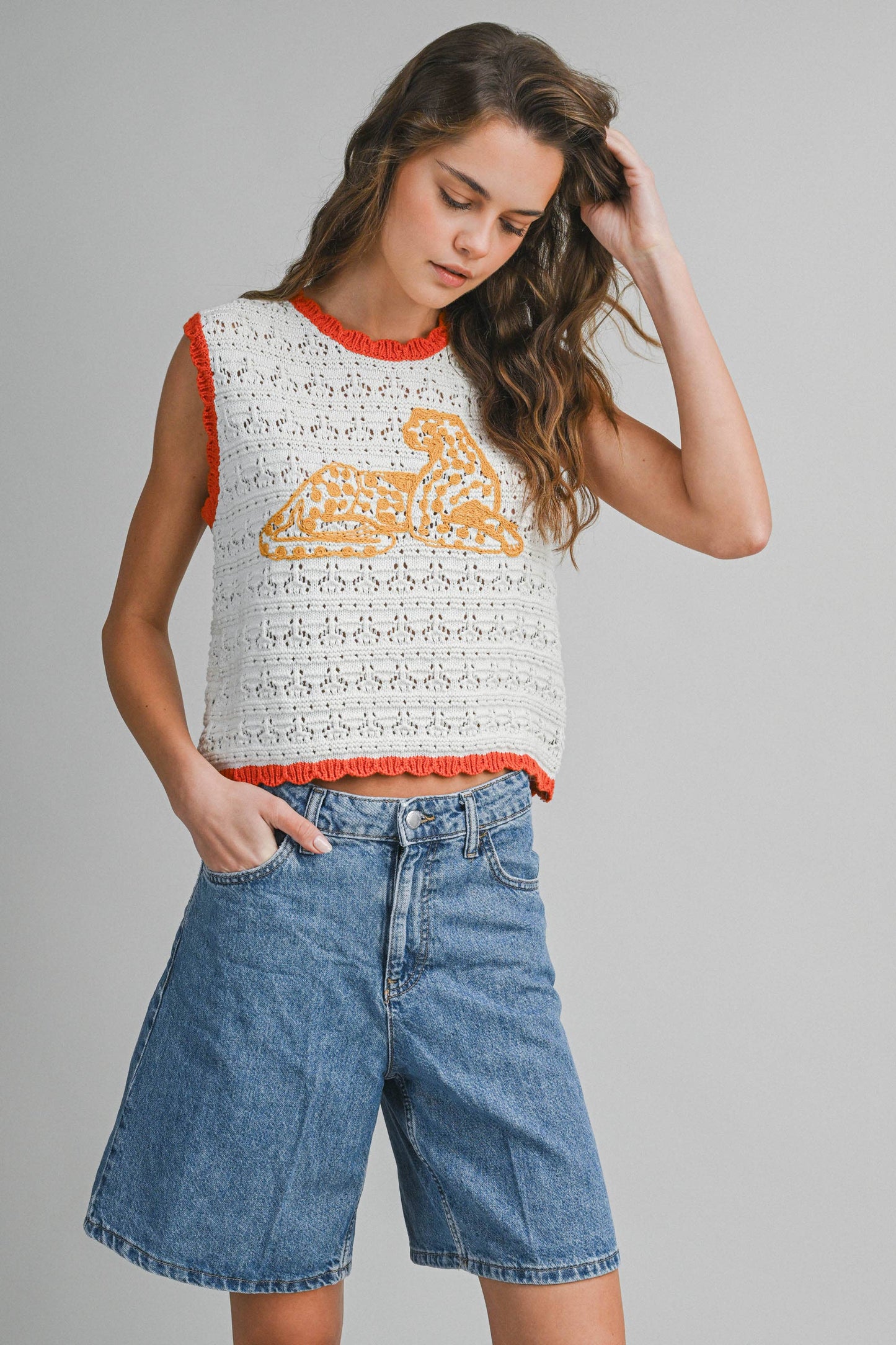 Leopard Sleeveless Knit Top