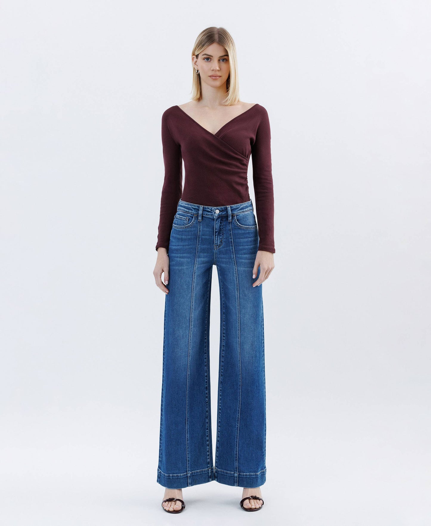 HIGH RISE TROUSER HEM EXTREME WIDE LEG