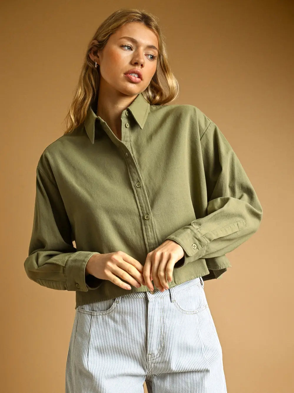 Olive button down Shirt
