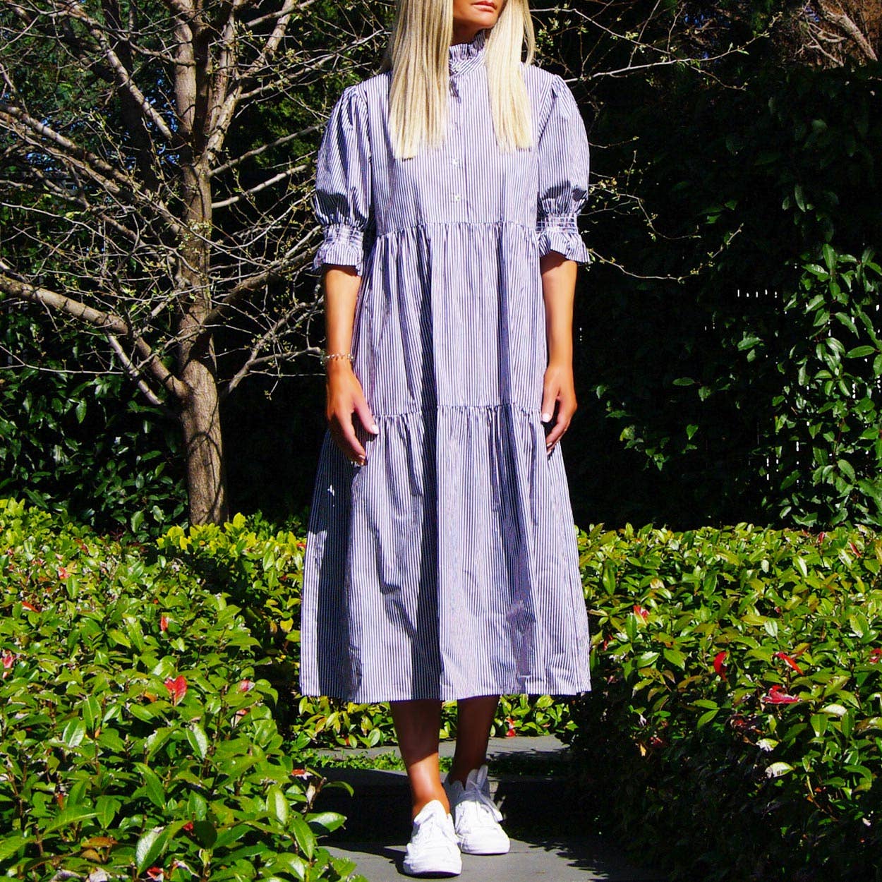 Lottie Stripe Cotton Poplin Dress
