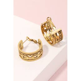 Louisa Matte Chain Texture Hoop Earrings