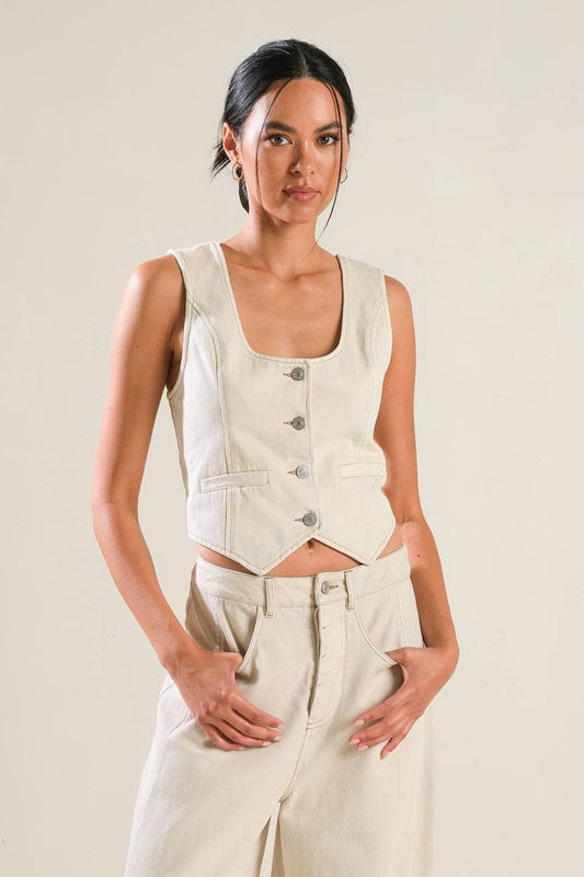 Lola Top Woven Twill Vest