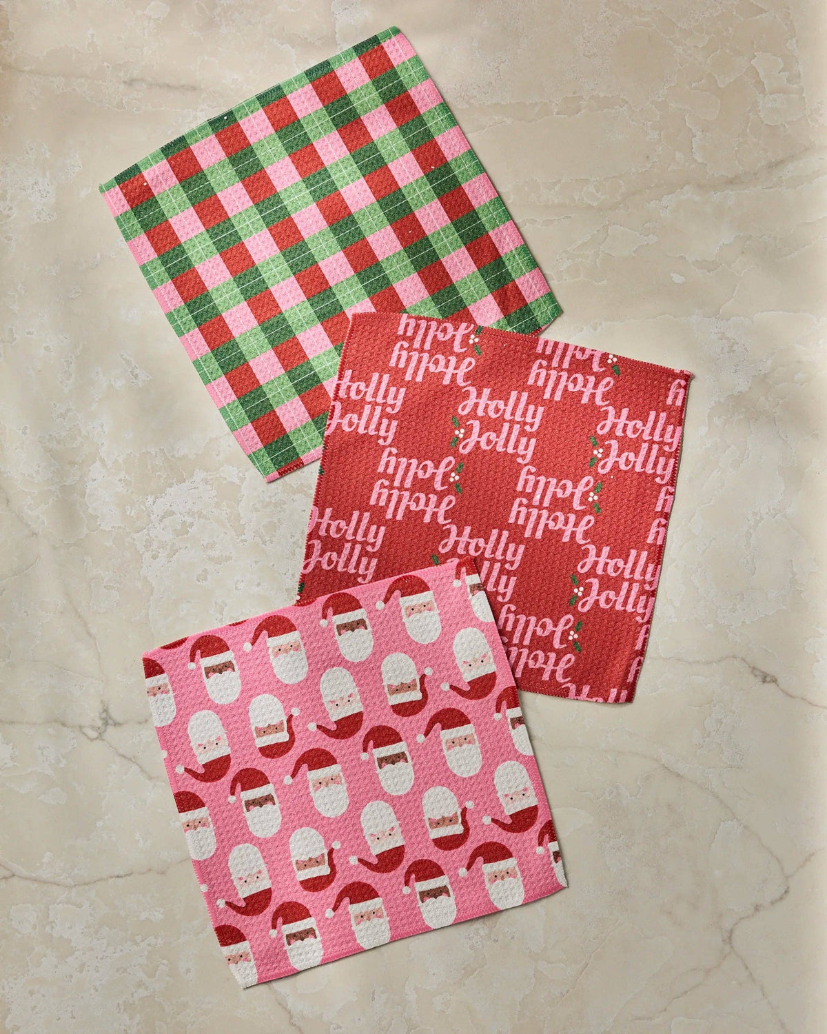 Holly Jolly Santa Dishcloth Set