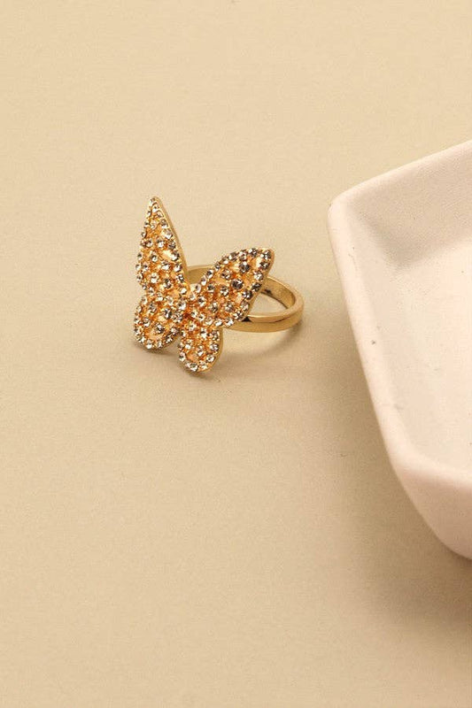 BUTTERFLY RHINESTONE RING