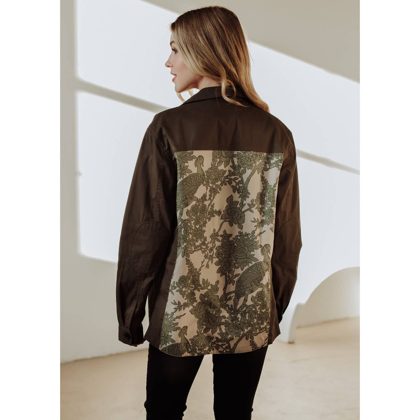 Link Olive Jacket w/ Floral Print Patch
