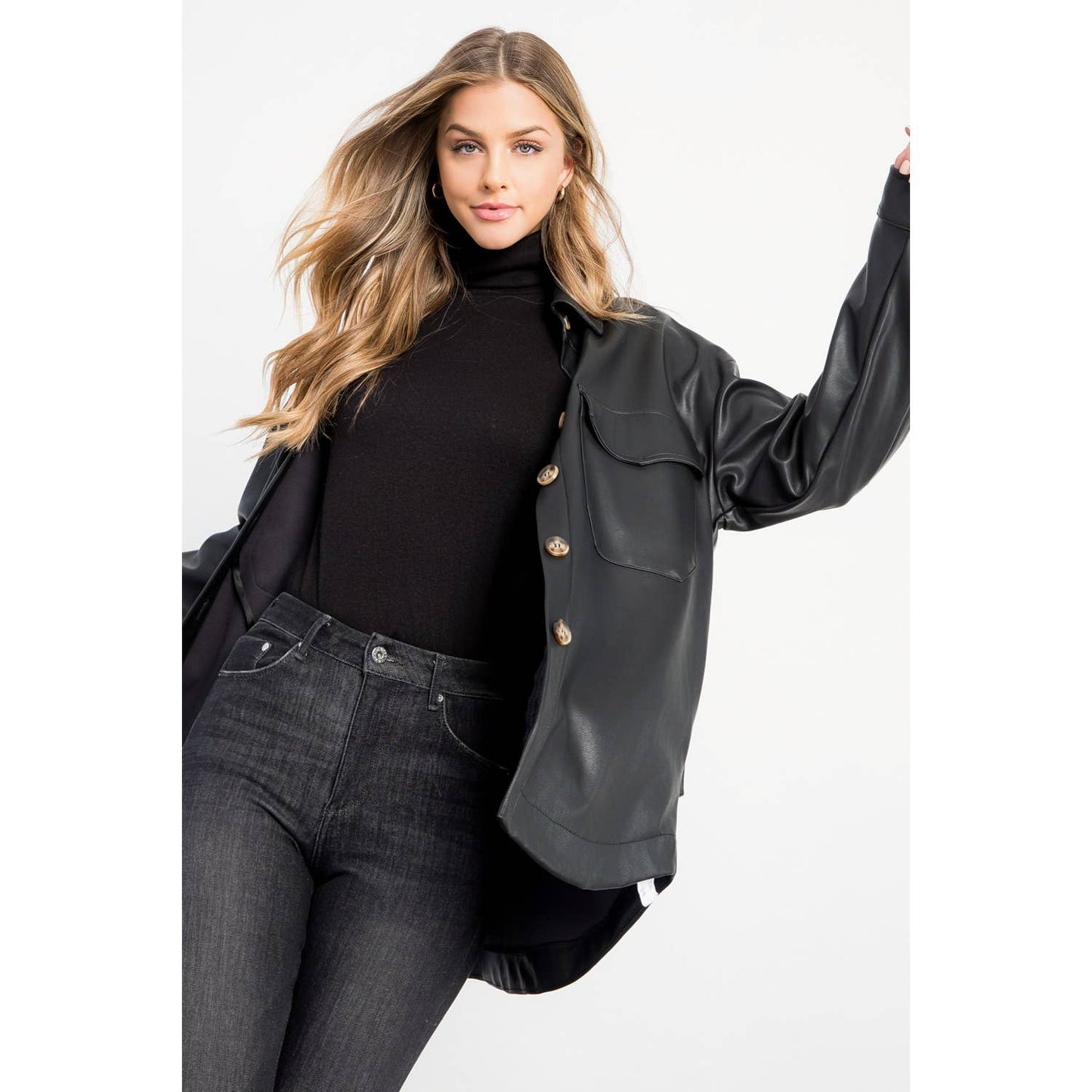 Leather Button Up Jacket