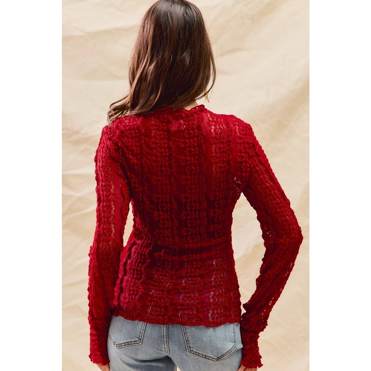 Stretched Sheer Lace Tops