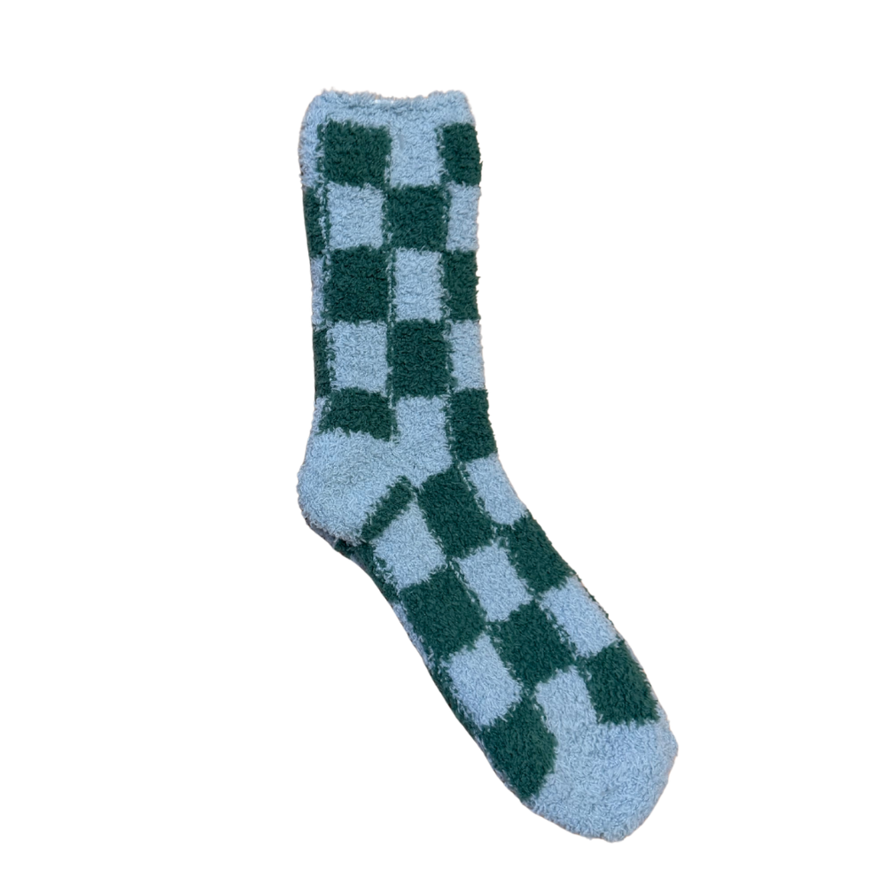 Red/Pink & Green/Blue Checker Local Beach Cozy Socks