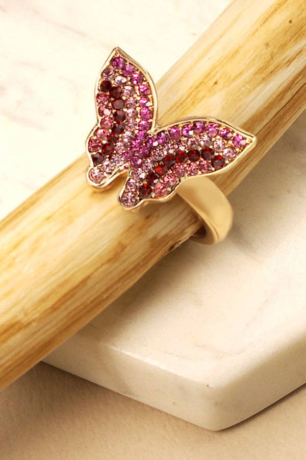 PINK BUTTERFLY RING