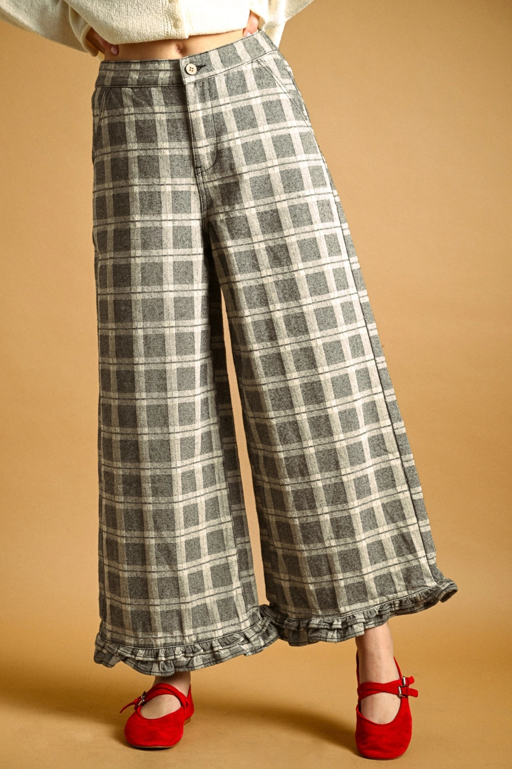 Plaid Ruffle Pant