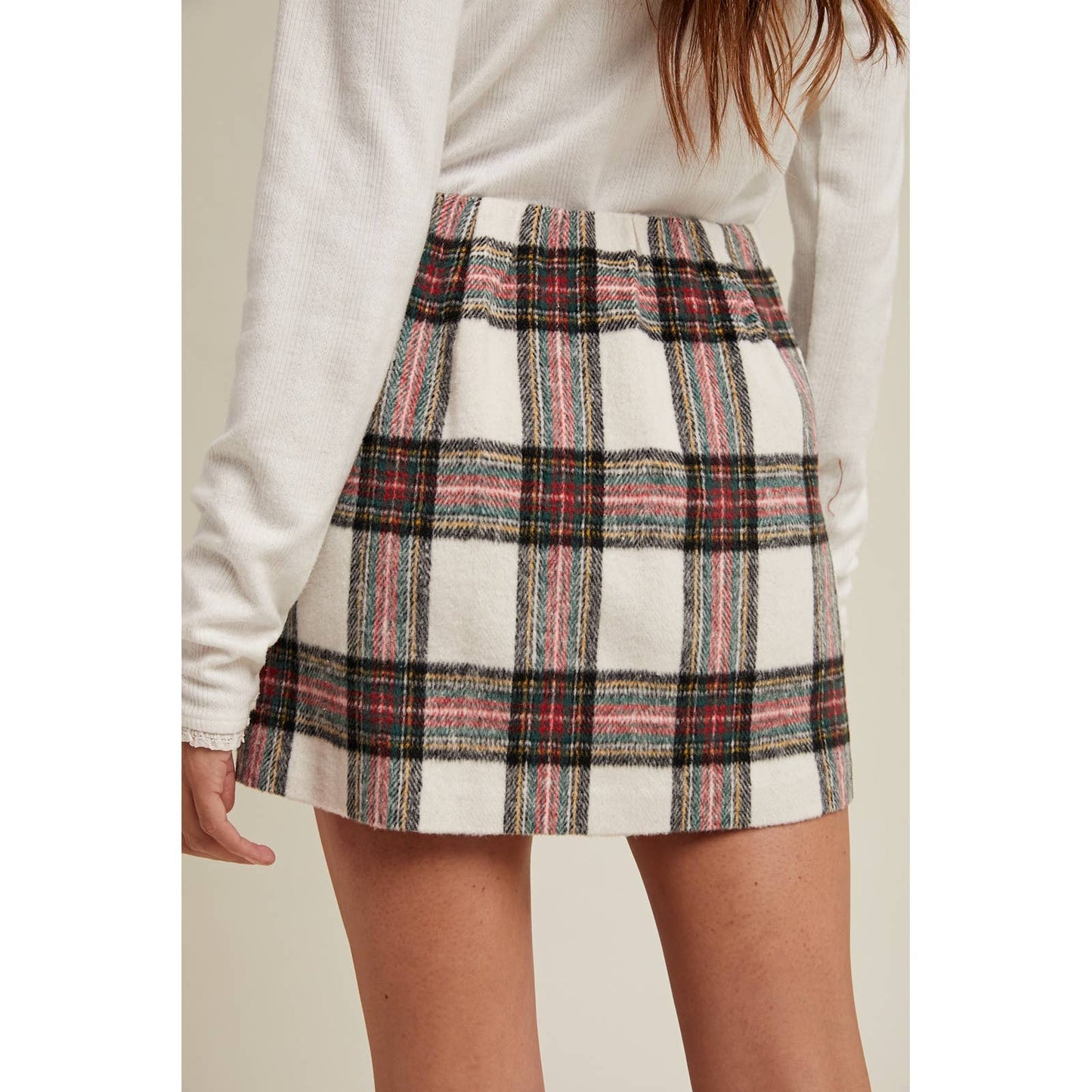 BRUSHED PLAID MINI SKORT