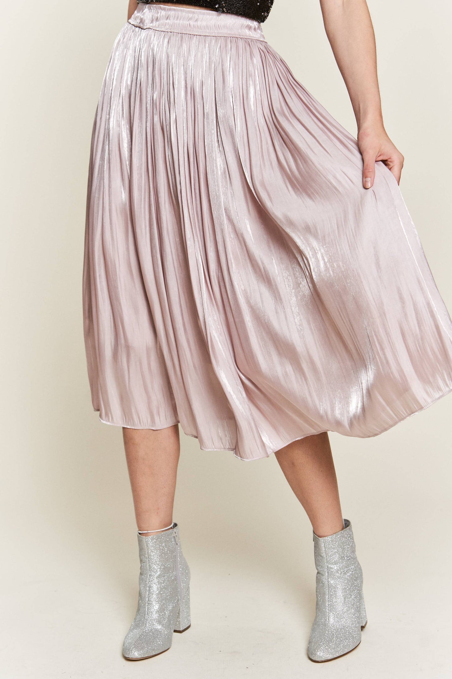 Connie Pleated Maxi Skirt with Elastic Waistband