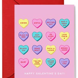 Happy Galentine's Day Breakup Candy Hearts Greeting Card