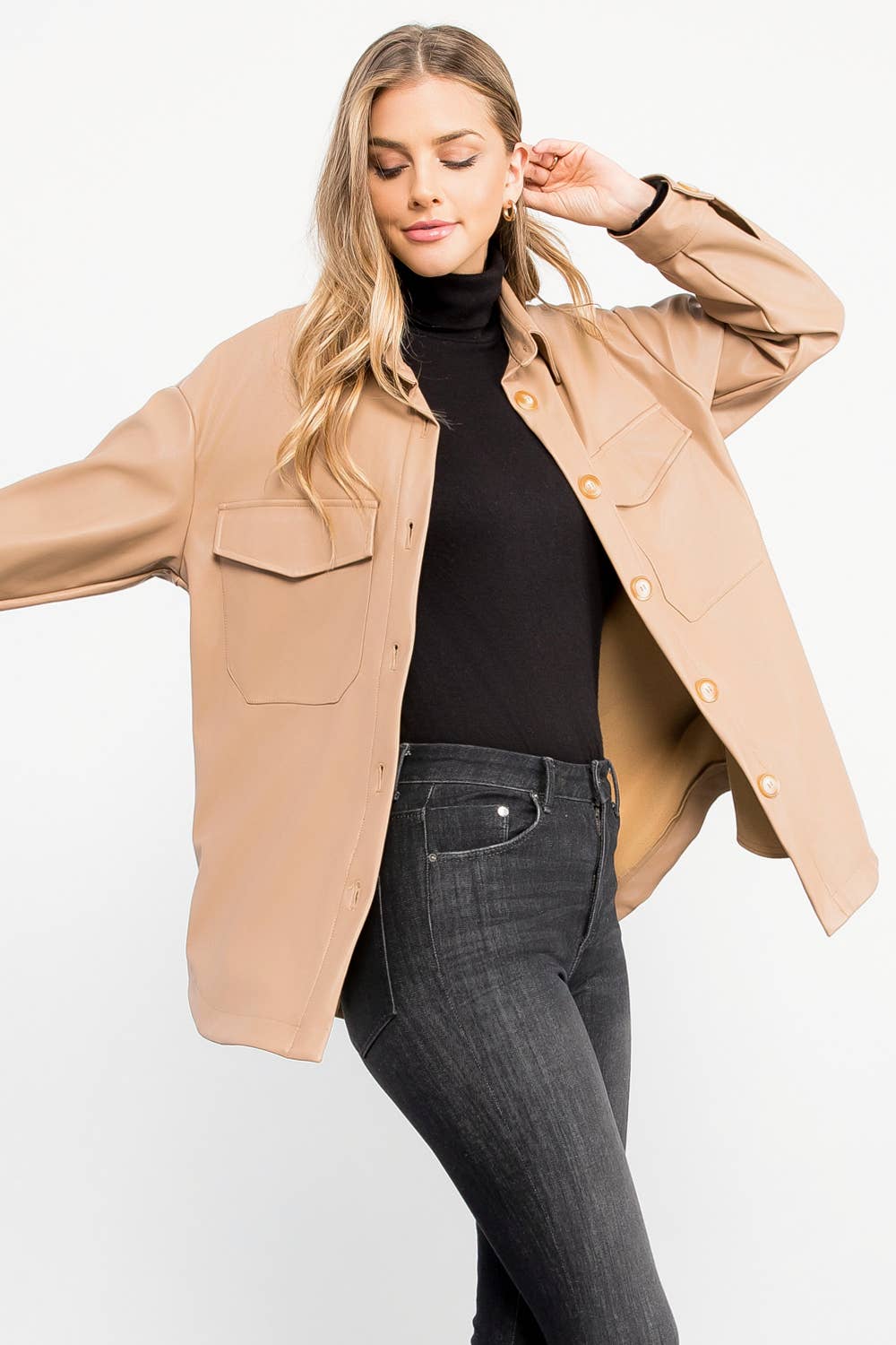 Leather Button Up Jacket