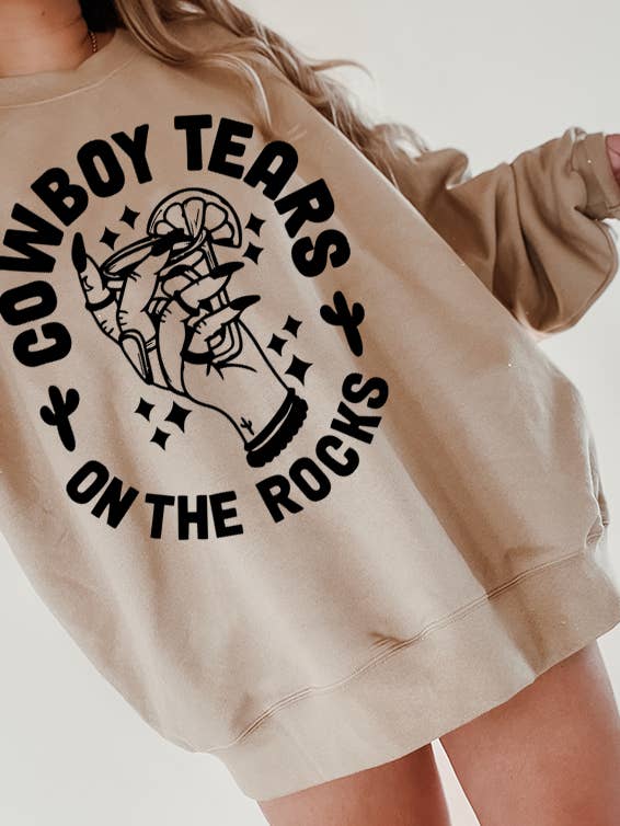 Cowboy Tears Western Inspired Graphic Crewneck Sweatshirt