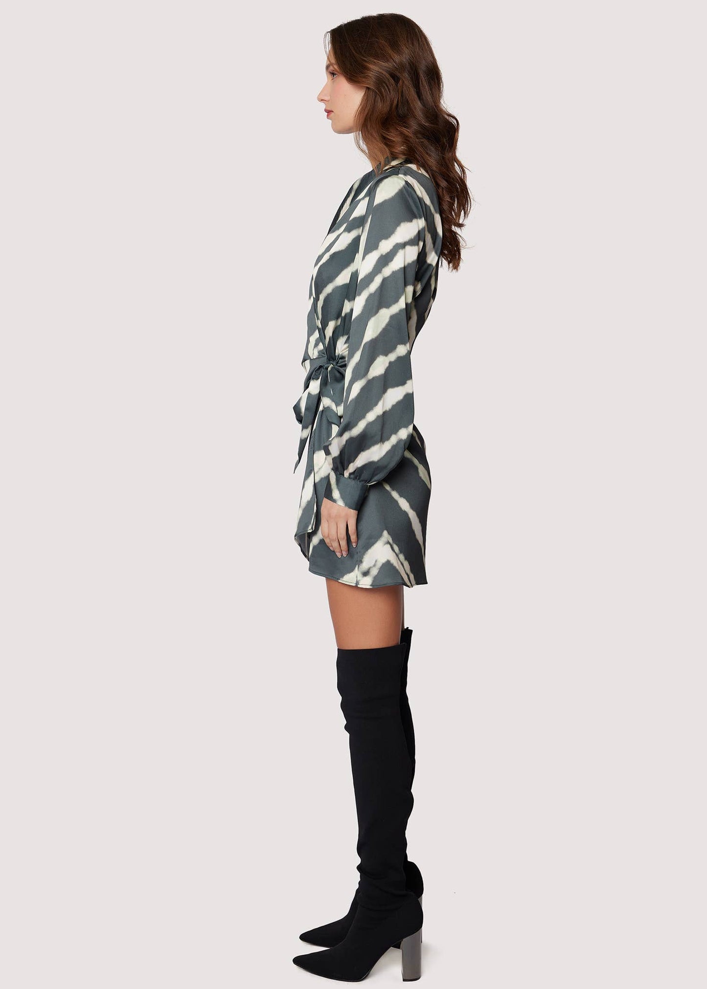 Wanda Long Sleeve Satin Wrap Dress