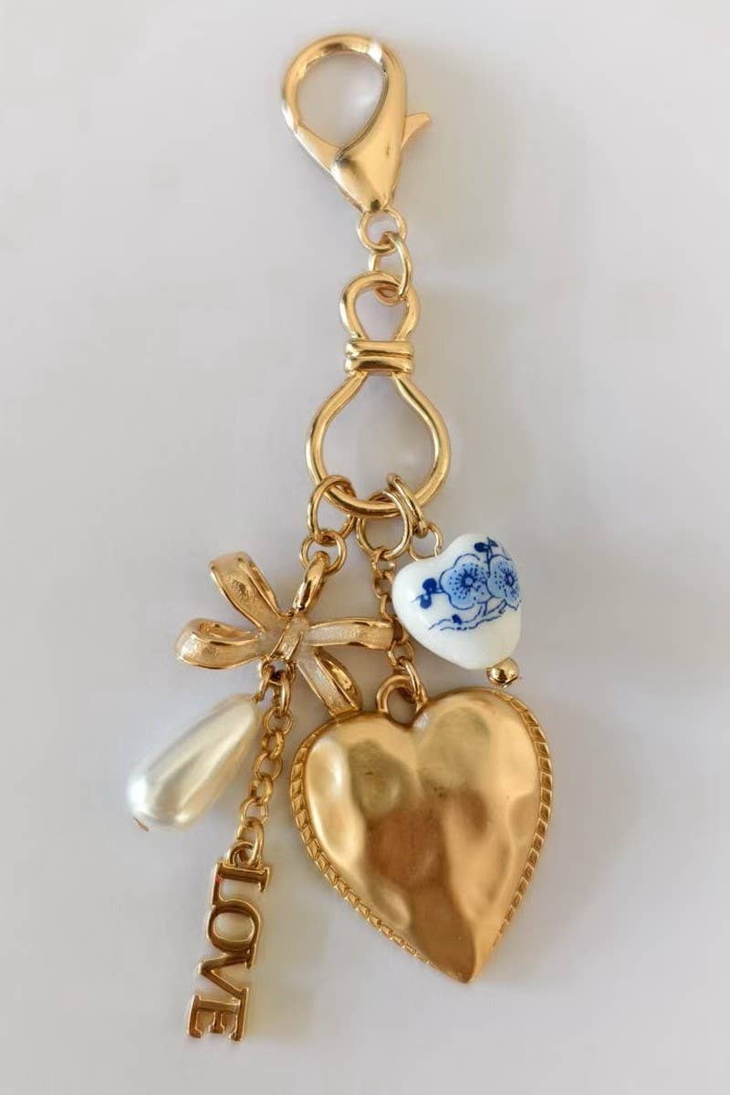PORCELAIN HEART BAG CHARM