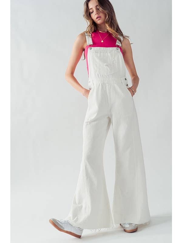 Victoria Flare Overalls in White