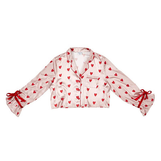 Velvet Two-Piece PJ Set - Hearts